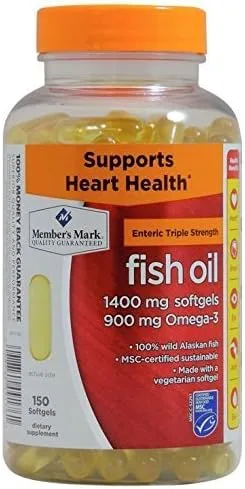 Member's Mark - Omega 3, aceite de pescado 1400 mg (900 mg EPA/DHA), recubrimiento entérico, paquete de 3 (150 unidades cada uno) 70Vdjz