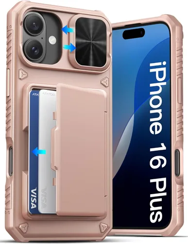 Miniatura 69 de ATATOO Funda para iPhone 17, tarjetero integrado (almacena 3-5 tarjetas) y funda para cámara deslizante y bloqueo RFID, protección de grado militar