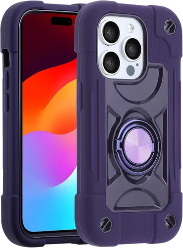 Miniatura 61 de MARKILL Funda compatible con iPhone 15 de 6.1 pulgadas con soporte integrado, [grado militar resistente de cuerpo completo] protección contra Rosa