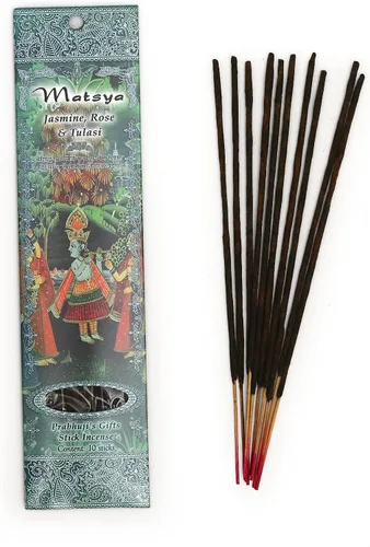 Miniatura 2 de Prabhuji's Gifts Matsya - Varillas de incienso espiritual enrolladas a mano de la India, varillas aromáticas, para meditación, yoga, relajación e