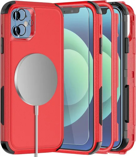Miniatura 13 de Diverbox - Funda para iPhone 12 a prueba de golpes y caídas, protector de pantalla de vidrio templado, funda protectora de alta resistencia