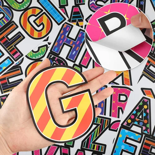 Miniatura 3 de Panelee 145 calcomanías de letras grandes de 4 pulgadas para tablones de anuncios, calcomanías de vinilo del alfabeto, autoadhesivas