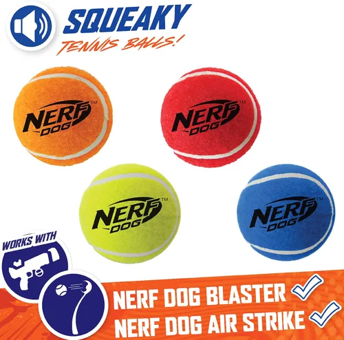 Miniatura 4 de Nerf Dog Juego de regalo de 12 piezas de juguetes para perros, incluye pelota de tenis chirriante de 2.5 pulgadas, paquete de 12, material Nerf