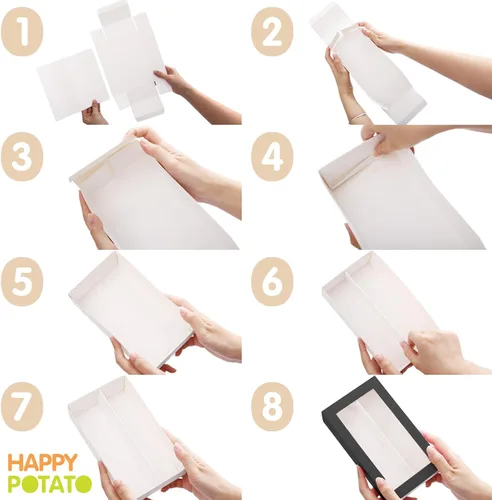 Miniatura 5 de HAPPY POTATO Paquete de 15 cajas de macarrones para 12, 7.2 x 4 x 1.9 pulgadas, caja de embalaje de macarrones con cinta, cajas de macarrones negros