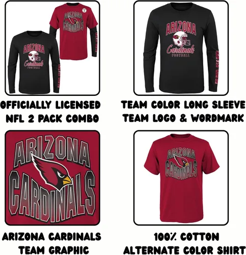 Miniatura 5 de NFL Conjunto de 3 Camisetas y Camisas de Manga Larga para Niños y Jóvenes 8-20, Colores del Equipo del Día del Juego