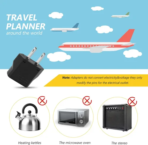 Miniatura 4 de 6 Pack Adaptador de Enchufe Europeo a EE. UU., Adaptador de Enchufe de Salida Europeo a Americano Pequeño para Viajes, Adaptador de Enchufe Europeo