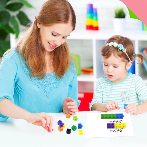 Miniatura 7 de SpriteGru - Juego de 100 cubos de enlace matemático, cubos matemáticos manipulativos que se conectan y cuentan, bloques de construcción