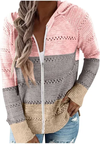 Miniatura 5 de SNKSDGM Sudaderas ligeras de gran tamaño con cremallera completa para mujer, cómodas, cuello alto, túnica de moda con capucha