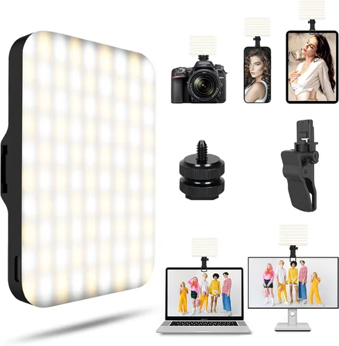Luz de selfie - BANSINE Luz de teléfono LED recargable por USB - Luz de foto portátil con CRI de 97+, hasta 6500K de temperatura de color para