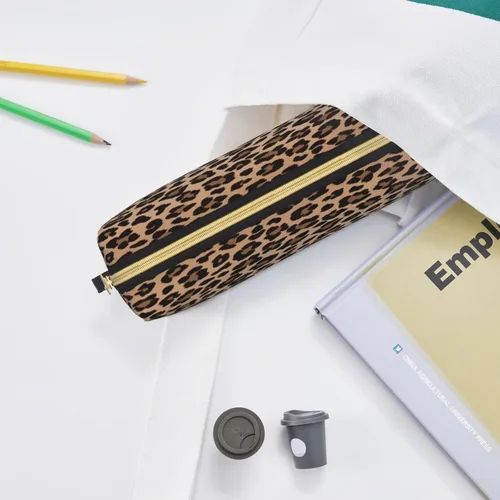 Miniatura 8 de IMPCOKRU Bolsa pequeña para lápices de estudio, bolsa para llaves, leopardo marrón, estuche de almacenamiento de papelería para escuela, oficina