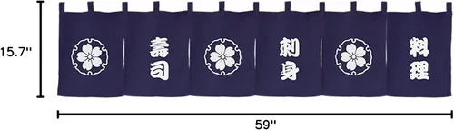Miniatura 5 de Cortina de restaurante de estilo japonés para colgar en la puerta, cortina de tela Noren, decoración horizontal para sushi bar, Izakaya, 59 x 15.7