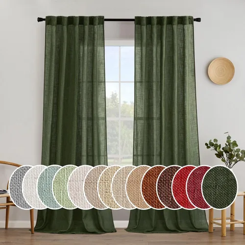 Miniatura 36 de MIULEE Cortinas de lino blanco de 108 pulgadas de largo para dormitorio, sala de estar, cortinas de ventana con textura de lino suave y grueso, Lino