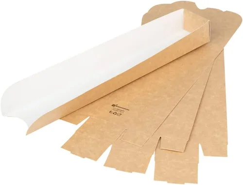 Miniatura 15 de Bio Tek - Bandeja rectangular de papel kraft para perros calientes o sándwiches – 11 3/4" x 2" x 1 1/4" – caja de 200