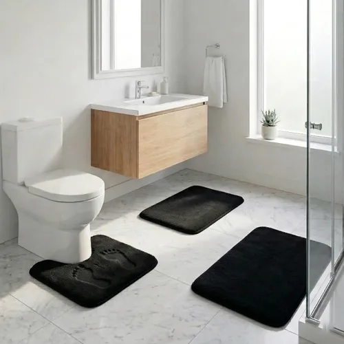Miniatura 20 de Alfombra de baño de lujo – 1 pieza de alfombrilla de baño de espuma viscoelástica, antideslizante y ultrasuave, altamente absorbente, fácil
