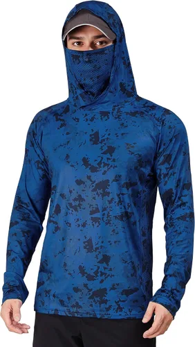 Miniatura 27 de Rodeel - Camisa de pesca para hombre con manga larga, UPF 50+, rendimiento de alto rendimiento para senderismo, con máscara, protección UV