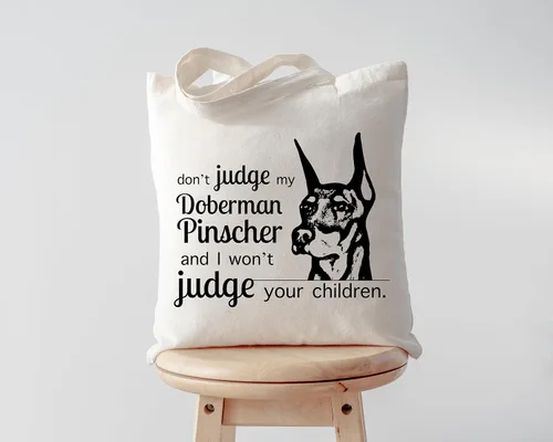 Miniatura 2 de Pet Studio Art Bolso tote Don't Judge My Dog DOBERMAN