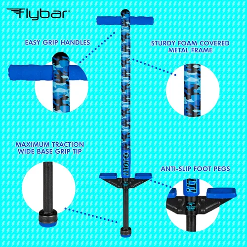 Miniatura 4 de Flybar Saltarín para niños, de 40 a 80 libras, perfecto para principiantes, mangos de espuma de fácil agarre, patas antideslizantes, juguetes al