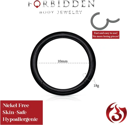 Miniatura 26 de Forbidden Body Jewelry - Piercing para la nariz de acero quirúrgico 316L con bisagra, 14G, 16G, 18G, diámetro de 15/64, 5/16, 25/64, 15/32 pulgadas