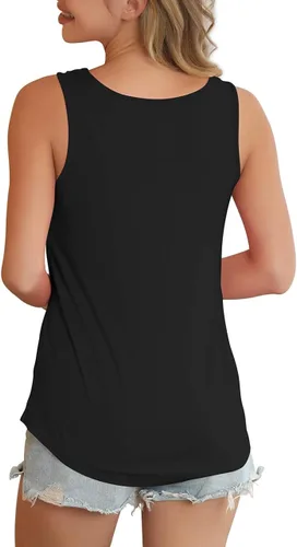 Miniatura 4 de Feiersi Camiseta básica sin mangas, con detalle de tiras entrecruzadas y estilo casual, para mujer.