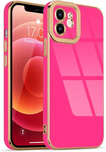 Miniatura 160 de Lafunda Diseñada para iPhone 13 Pro, fundas lujosas con chapado lindo para mujeres y niñas, elegante borde dorado, a prueba de golpes, TPU con funda