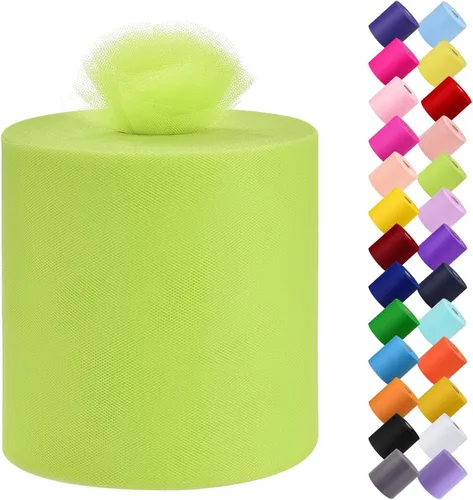 Miniatura 25 de Rollo de tela de tul, 6 pulgadas por 200 yardas (600 pies), carrete de tela de organza de tul para bricolaje, falda tutú, decoración de baby shower