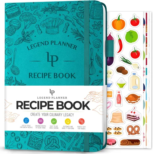 Miniatura 13 de Legend - Libro de recetas familiar en blanco para escribir tus propias recetas, diario de cocina vacío, cuaderno de cocina personalizado, tapa dura