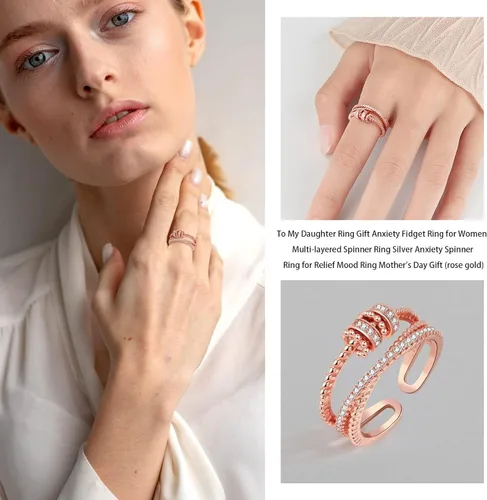 Miniatura 3 de Long tiantian Regalos para hija de parte de mamá Anillo Fidget Ajustable Abierto Giratorio Anillos de Preocupación y Ansiedad para Mujeres Regalos