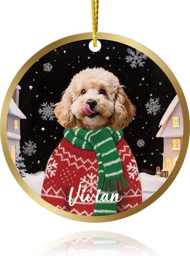 Miniatura 8 de Adornos personalizados para árbol de Navidad con nombre de foto, adorno personalizado para mascotas, adornos de primera Navidad para perros, regalos