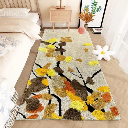 Miniatura 28 de Alfombra de musgo estéreo 3D irregulares con flores naturales, margaritas y musgo, para sala de estar, dormitorio, decoración estética del hogar