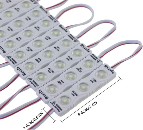 Miniatura 4 de Super Bright 100 unids 110V 2835 3 LED Module Storefront Lights Blanco 1.5W Luz decorativa impermeable para letreros de letras publicitarias