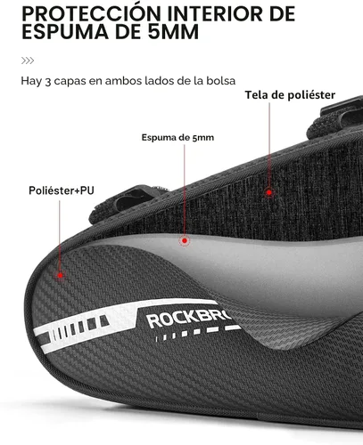 Miniatura 3 de ROCKBROS Bolsa de bicicleta Bolsa de marco de bicicleta Bolsa de almacenamiento triangular para bicicleta Bolsa de accesorios de bicicleta Paquete
