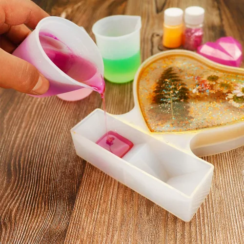Miniatura 4 de 10 tazas medidoras de silicona de 3.4 fl oz para resina antiadherentes, herramientas de pegamento, tazas de tonificación de escala precisa
