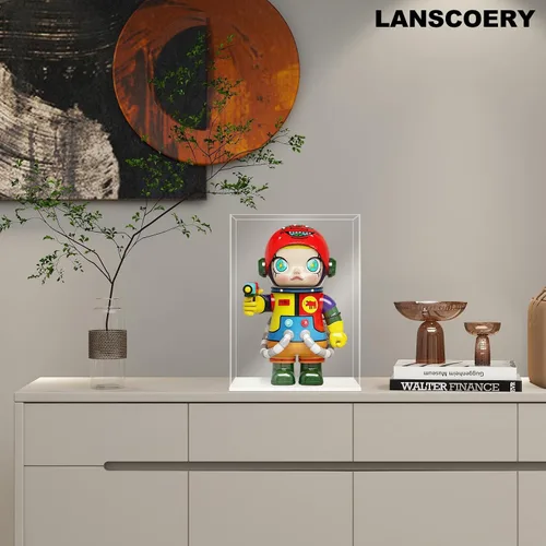 Miniatura 2 de LANSCOERY Caja de exhibición acrílica, caja de exhibición para armar para coleccionables, con diseño de exhibición a prueba de polvo y sin costuras