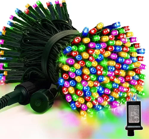 Miniatura 13 de LAMPHOME - Cadena de luces LED de 500 luces para exteriores, 46 pies, con 16 modos, luces impermeables verdes, rojas y rojas-verdes agrupadas