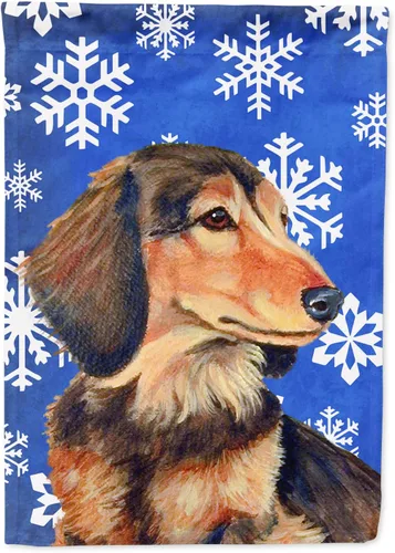 Miniatura 134 de Caroline's Treasures SC9374GF Bulldog English Snow flakes Holiday Garden Flag Buzón Bandera decorativa para patio exterior, patio, obras de arte