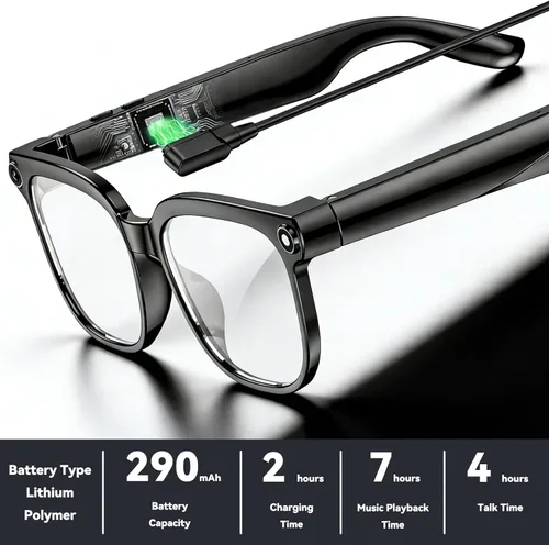 Miniatura 8 de Lentes inteligentes AI con cámara, lentes de cámara de 8 MP, grabación de video antivibración de 1080P, traducción en tiempo real, asistente de voz
