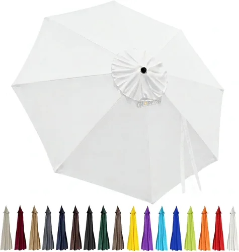 Miniatura 26 de Toldo de repuesto para sombrilla de patio de 10 pies, 8 varillas, impermeable y resistente a la decoloración, tela de poliéster gruesa para patio