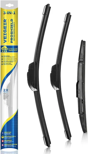 Miniatura 29 de Paquete de 3 plumas limpiaparabrisas delanteros y traseros para automóviles, calidad original de fábrica, 15 pulgadas, 15 pulgadas, 13 pulgadas