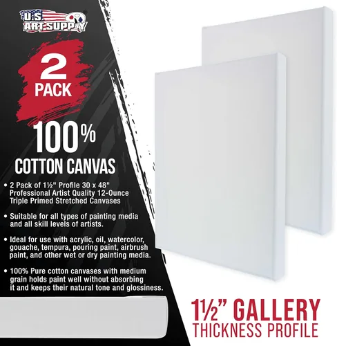 Miniatura 2 de U.S. Art Supply Bastidor entelado extragrande para pintar de 30x48 pulgadas con profundidad de galería de 1-1/2" de espesor, paquete de 2