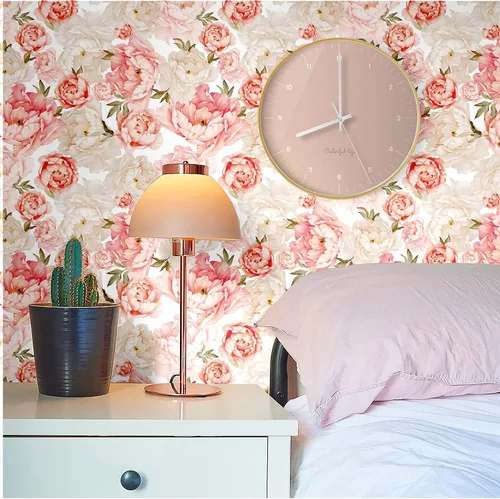 Miniatura 2 de Blooming Wall PS040 - Papel pintado autoadhesivo autoadhesivo de peonía fresca y rosa extraíble para despegar y pegar