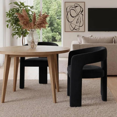 Miniatura 27 de HNY Silla moderna de cocina y comedor de estilo barril, silla de acento tapizada en cuero sintético PU con brazo, silla de lado de 47 cm de ancho