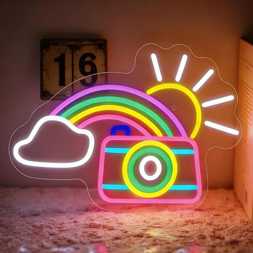 Miniatura 8 de Letrero de neón con texto en inglés «Happy Music» para decoración de pared, letras iluminadas para negocios, letreros de fiesta de cumpleaños