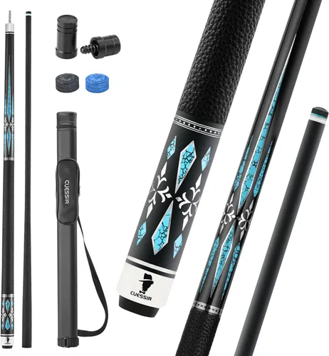 Taco de billar de fibra de carbono con estuche, 2 piezas de 58 pulgadas, taco profesional de baja deflexión para billar, eje de fibra de carbono Pro