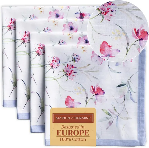 Miniatura 106 de Maison d' Hermine Happy Florals - Juego de 4 servilletas 100% algodón suave y cómodo perfectas para cenas familiares, bodas, fiestas de cóctel, 063