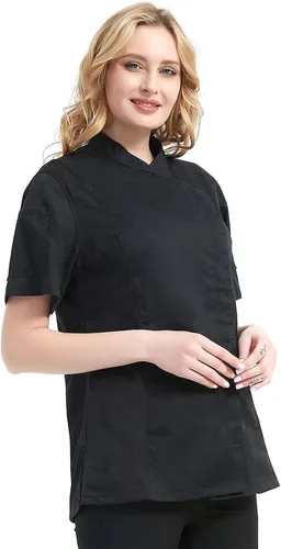 Miniatura 3 de TopTie Chaqueta de chef de manga corta para mujer