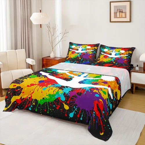 Miniatura 16 de Erosebridal Juego de sábanas de gimnasia para niñas y niños, tamaño individual, juego de sábanas de teñido anudado arcoíris, juego de ropa de cama