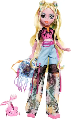 Miniatura 14 de Muñeca de Monster High Spectra Vondergeist con hurón mascota Rhuen y accesorios como mochila, tableta, bocadillos y más