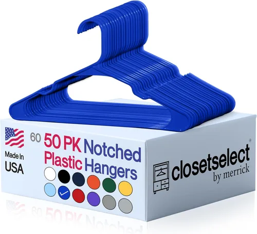 Miniatura 10 de Perchas de plástico, paquete de 50, colgador de ropa fuerte y ahorrador de espacio, fabricado en EE. UU., colgador de plástico perfecto para camisas