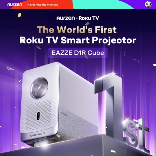 Miniatura 2 de Aurzen Roku - Proyector inteligente para TV con Wifi y Bluetooth, D1R Cube Roku Streaming Experience integrado, motor óptico sellado, 1080P FHD