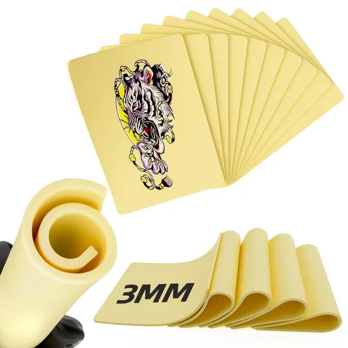 Miniatura 9 de Kit de piel de práctica de tatuajes en blanco, juego de 13 piezas con 3 pieles falsas de doble cara de 7.4 x 5.6 pulgadas y 10 papeles